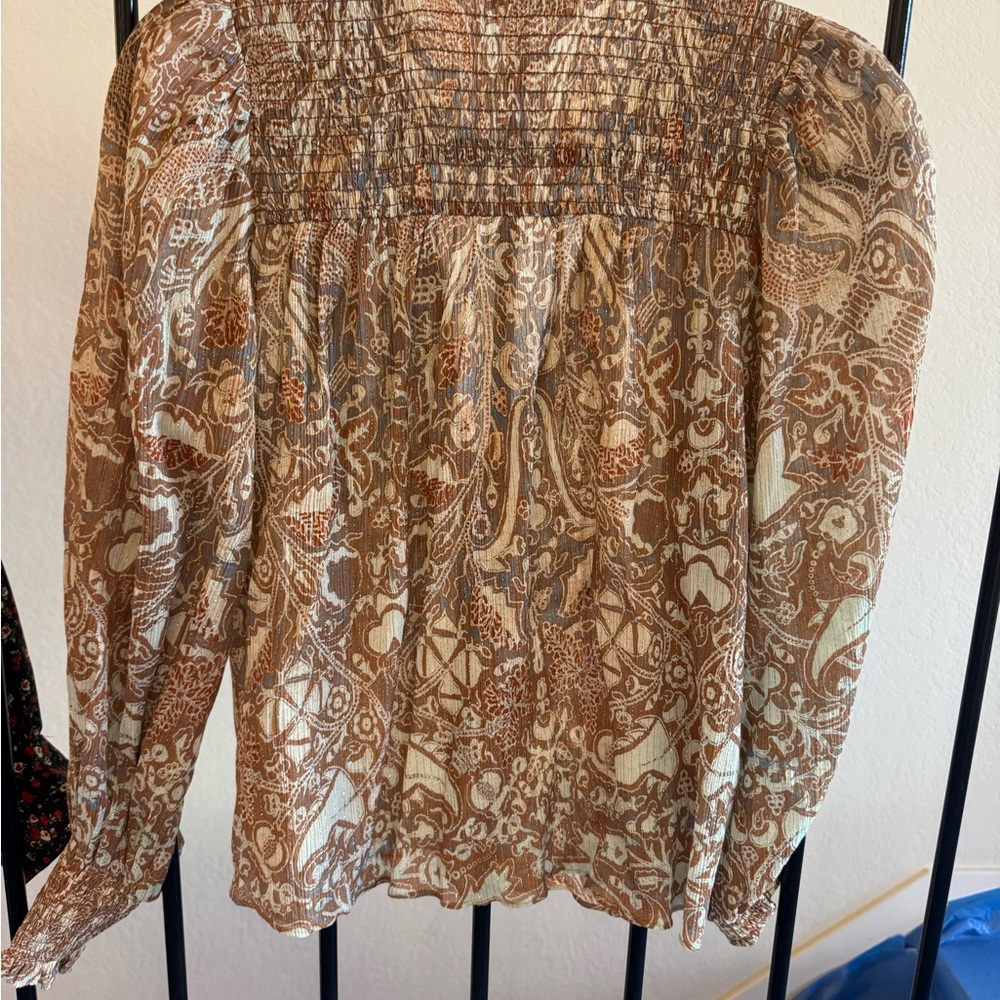 Ulla Johnson Floral Brown and Cream Blouse